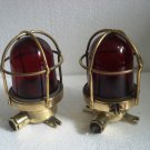 2 pcs VINTAGE ship's BRASS Passage Light / Lamp -RED GLASS -SHIP'S 100% ORIGINAL