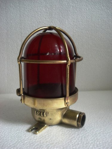 VINTAGE ship's BRASS Passage Light / Lamp - RED GLASS -SHIP'S 100% ORIGINAL