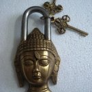 ANTIQUE Style LORD BUDDHA Type  Padlock - Lock with Key - Brass Made (A)
