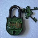 ANTIQUE Style LOCOMATIVE TRAIN  Type Padlock - Lock with Key - Brass Made
