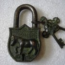 ANTIQUE Style HORSE Type Padlock - Lock with Key - Brass Made