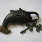 ANTIQUE Style FISH Type Padlock - Lock with Key - Brass Made