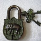 ANTIQUE Style ELEPHANT  Type Padlock - Lock with Key - Brass Made