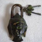 ANTIQUE Style LORD BUDDHA Type  Padlock - Lock with Key - Black Style Brass (A)