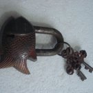ANTIQUE Style FISH Type Padlock - Lock with Key