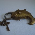 ANTIQUE Style FISH Type Padlock - Lock with Key - Brass Made (A)