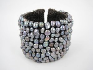 Mother Of Pearl Handmade Hemp Wire Cuff