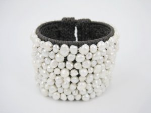 Mother Of Pearl Handmade Hemp Wire Cuff