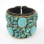 Turquoise Stone Beads Handmade Brass Wire Cuff