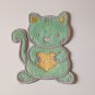 embroidery green furry cat hug yellow heart embroidered badge doll DIY Designer※4DesignCraft※