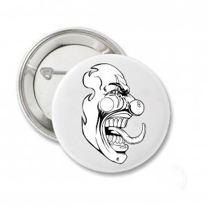 Scary Clown Pinback Button 1.3" Pin / Badge