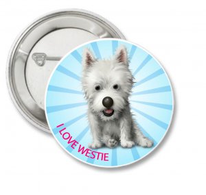 I LOVE WESTIE (West Highland White Terrier) 1.3" Pin / Badge