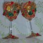 Wedding wine glasses "Fall fashion" 1 set of 2, hand decorated