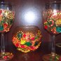 Wedding wine glasses "Fall fashion" 1 set of 2, hand decorated
