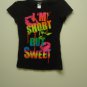 black and rainbow colored t-shirt
