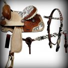 13" Double T youth barrel saddle, Zebra!! SQHB Breast collar & headstall!!