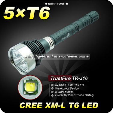 1PC Trustfire TR-J16 5 Mode 5*Cree XML T6 4000 Lm LED Flashlight 18650 High Power Torch