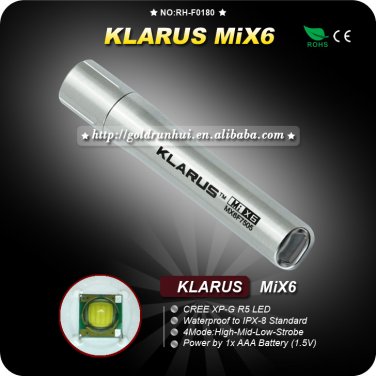 1PC Klarus MiX6 Waterproof to IPX-8 CREE XP-G R5 LED Stainless Steel torch