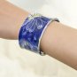 Fashion gift hand-painted blue and white leather bracelet adjustment free shipping -zp001