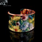 Hand-painted oil painting flower pattern fashion leather bracelet adjustable free shipping -zp004.