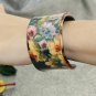 Hand-painted oil painting flower pattern fashion leather bracelet adjustable free shipping -zp004.