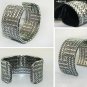 Hand-painted silver metallic texture pattern leather bracelet adjustable free shipping -zp007