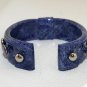 Hand-painted blue leather bracelet inlaid zircon rivets adjustable free shipping -zp012