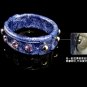 Hand-painted blue leather bracelet inlaid zircon rivets adjustable free shipping -zp012