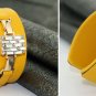 Fashion leather bracelet beautifully painted yellow mosaic crystal elastic adjustable free shipping