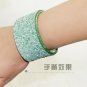 Delicate painted green sequined leather bracelet elastic adjustable free shipping -zp030