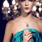 Refined and elegant peony painted blue leather bracelet elastic adjustable free shipping -zp032