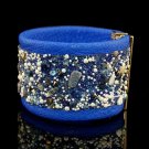 Painted blue sheepskin fashion bracelet inlaid natural stones free shipping -zp038