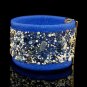 Painted blue sheepskin fashion bracelet inlaid natural stones free shipping -zp038