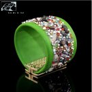 Fashion gifts green leather bracelet hand creative design with adjustable free shipping -zp055
