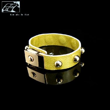 Original personality rivets decorative yellow leather strap free shipping -zp062
