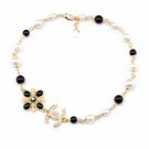 Fashion fine imitation pearl flower pendant necklace short paragraph sweater chain -sp003