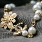 Fashion fine imitation pearl flower pendant necklace short paragraph sweater chain -sp003