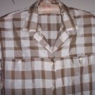 Vintage Lady Manhattan Plaid Brown Tafetta Blouse Shirt Top M