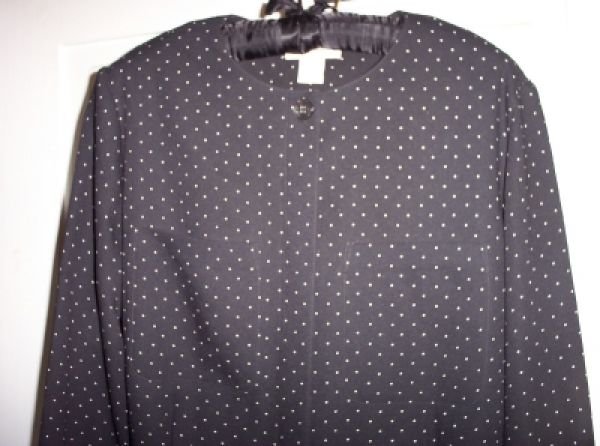 Career Office Liz Claiborne Blouse Top Shirt 6 Black Polka Dots Long Sleeve