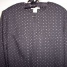 Career Office Liz Claiborne Blouse Top Shirt 6 Black Polka Dots Long Sleeve