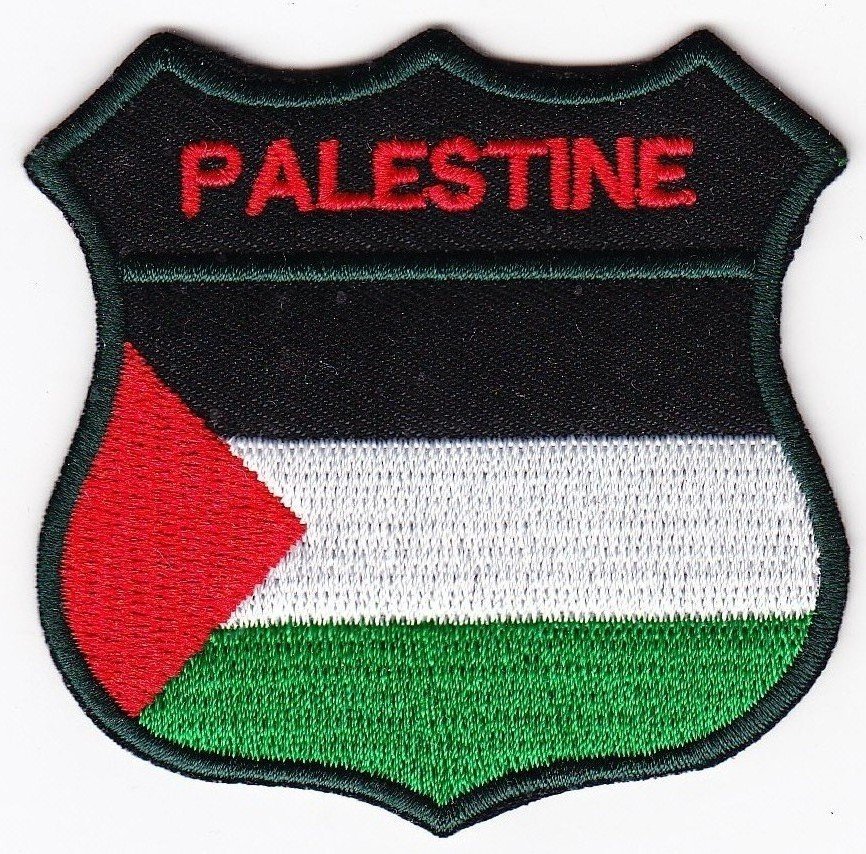 Palestine Country Flag Shield Logo Embroidered Iron On Heat Seal Backing Patch 7 X 7 Cm 2910