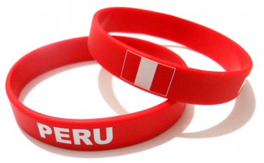 Peru Country Flag Silicone Rubber Bracelet Sport Unisex Fashion Multi Color Wristband