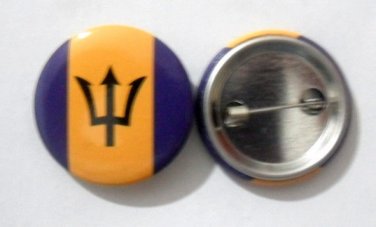 Barbados National Country Flag Button Badge Lapel Pin Tin Plate 30 mm Diameter