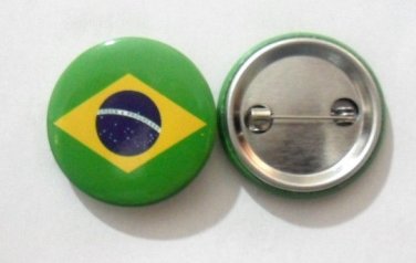 Brazil National Country Flag Button Badge Lapel Pin Tin Plate 30 mm Diameter