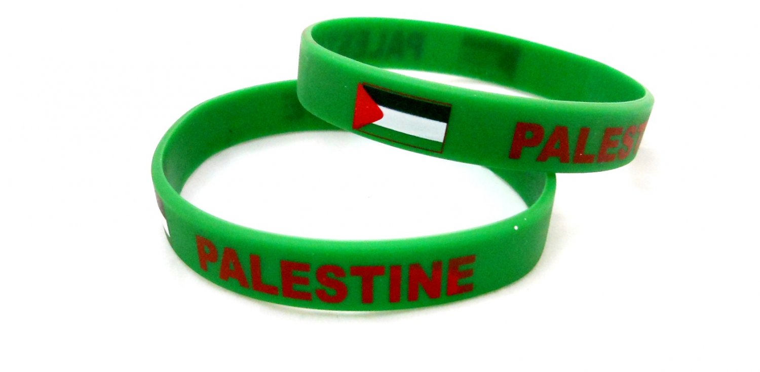 Palestine Green Country Flag Silicone Rubber Bracelet Sport Unisex