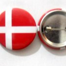 Denmark National Country Flag Button Badge Lapel Pin Tin Plate 30 mm Diameter