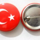 Turkey National Country Flag Button Badge Lapel Pin Tin Plate 30 mm Diameter