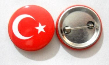Turkey National Country Flag Button Badge Lapel Pin Tin Plate 30 mm Diameter