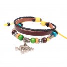 Unisex Arrow Leather Pendant Bracelet Surfer Tribal Cuff Handmade Bangle beads Wristband