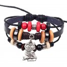 Unisex Owl Pendant Bracelet Surfer Tribal Cuff Handmade Bangle Beads Wristband